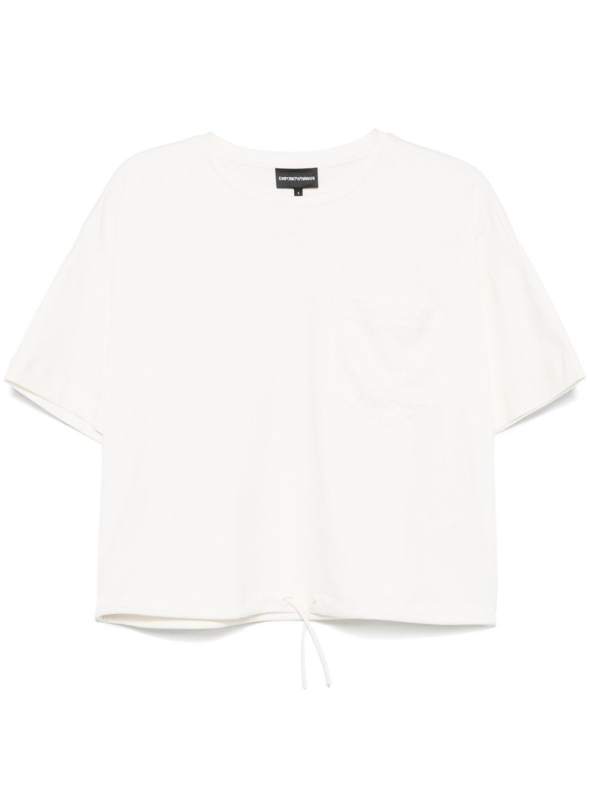Shop Emporio Armani White Logo-embellished T-shirt