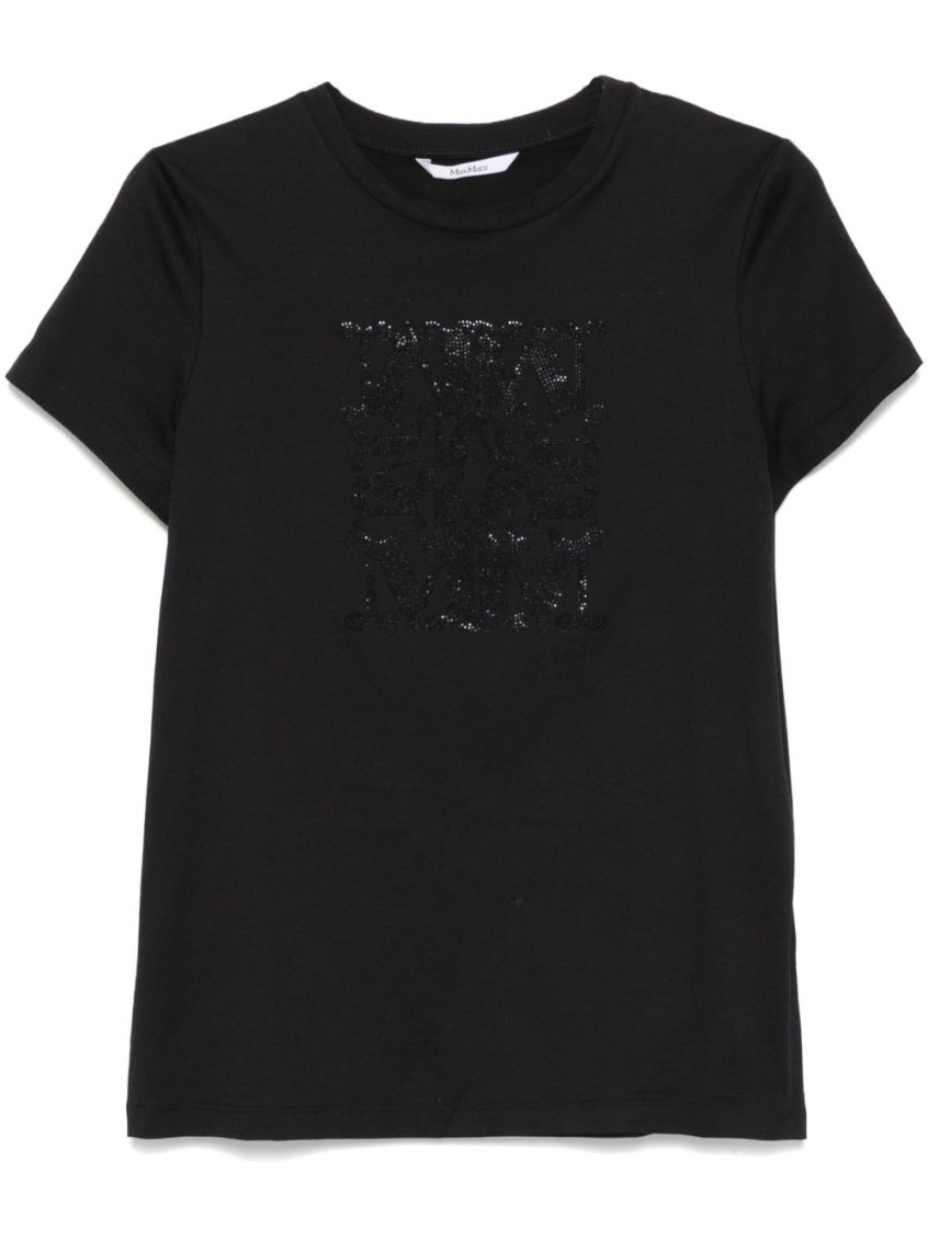 Max Mara Embellished Round Neck Top With Graphic Detail