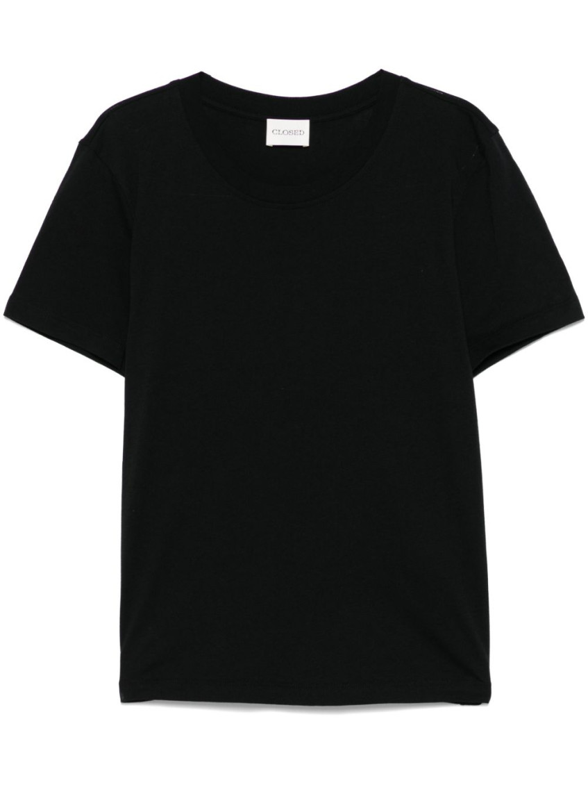 Shop Closed Black Basic Cotton T-shirt