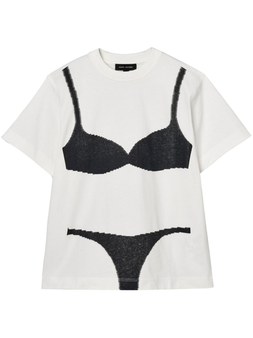 Shop Marc Jacobs White Bra-jacquard T-shirt