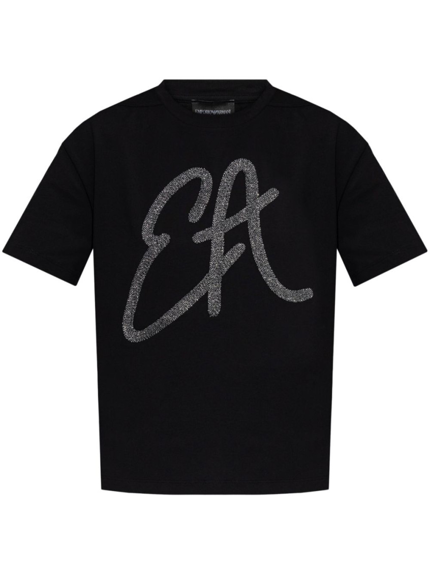 EMPORIO ARMANI BLACK LOGO COTTON T-SHIRT