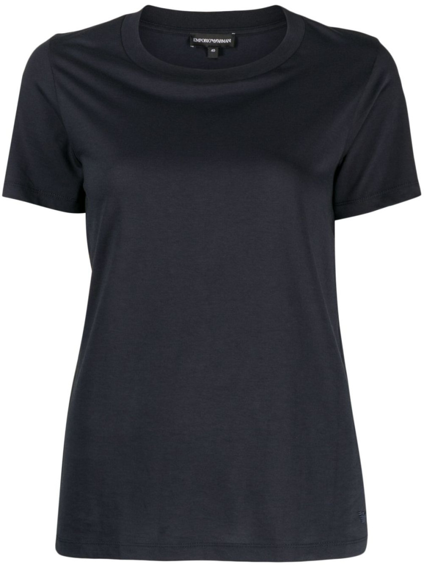 Shop Emporio Armani Navy Blue Logo Cotton T-shirt