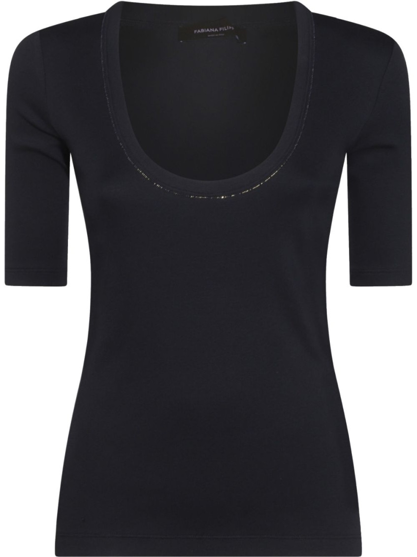 Fabiana Filippi Close-fitting Cotton T-shirt Scoop Neck