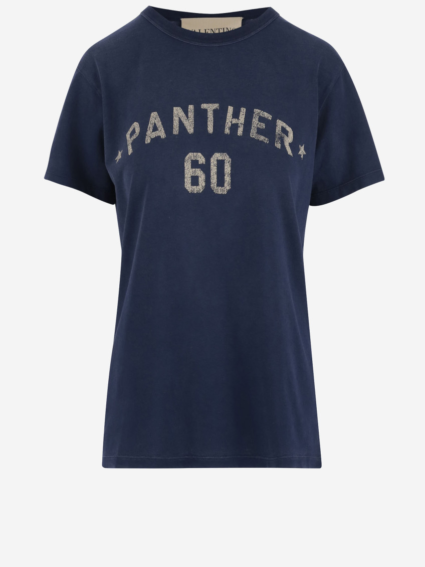 Valentino Crew Neck Graphic And Text Design In Blue