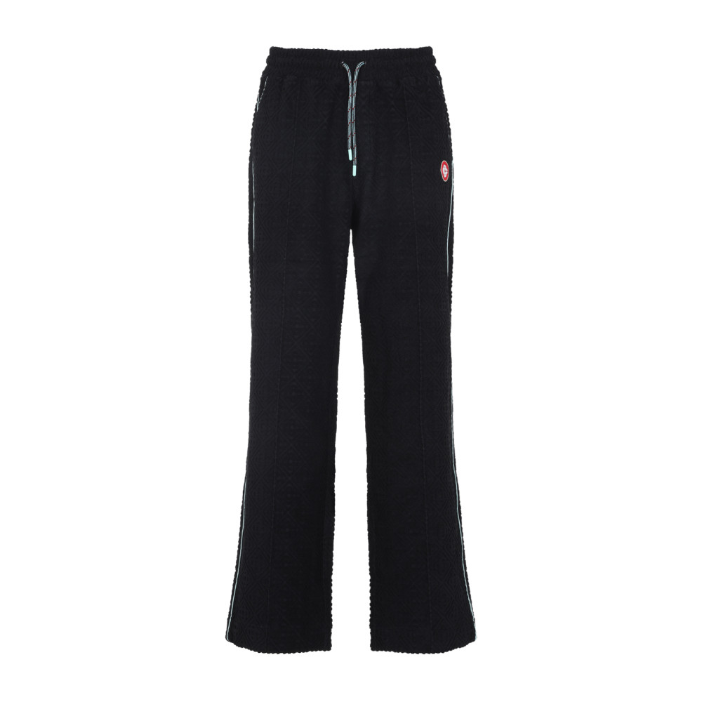 Casablanca Black Pants With All-over Embossed Monogram And Drawstring Waist In Black