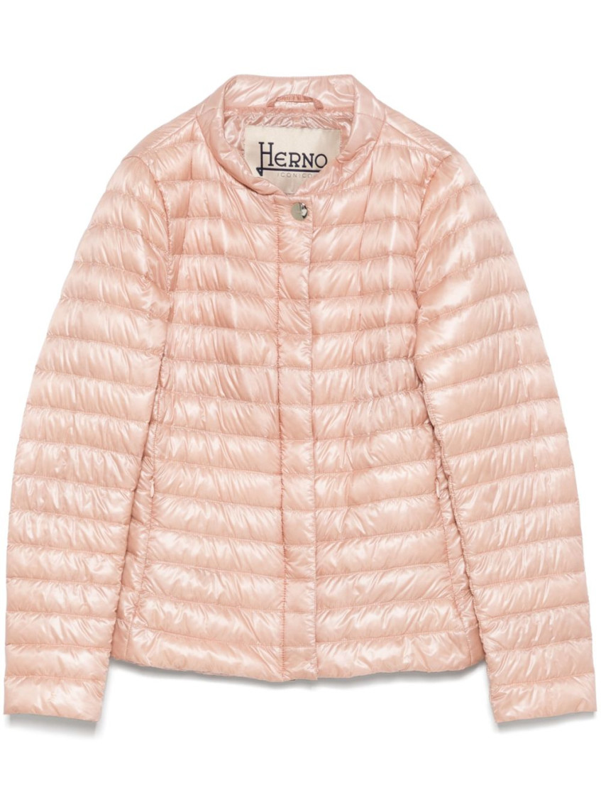 Herno Lightweight Quilted Down Jacket With Stand Collar In Pink