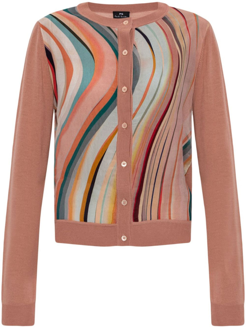 Ps By Paul Smith Ps Paul Smith Swirl Pattern Crewneck Buttoned Cardigan