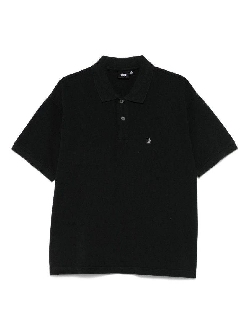 Stussy Classic Pique Polo Shirt In Black