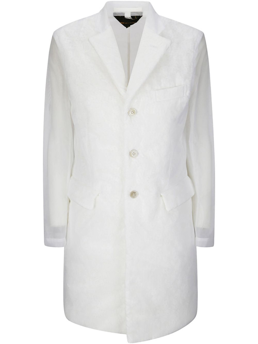 Comme Des Garçons White Single-breasted Coat In White