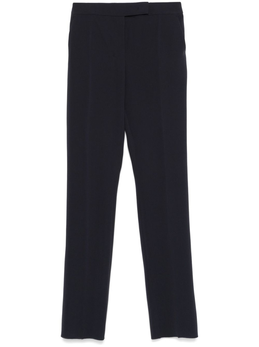Max Mara Navy Blue Cady Trousers In Black