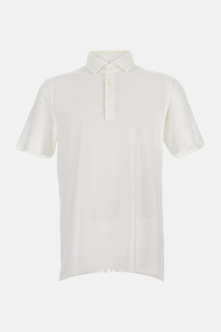 Drumohr White Button Down Polo Shirt In White