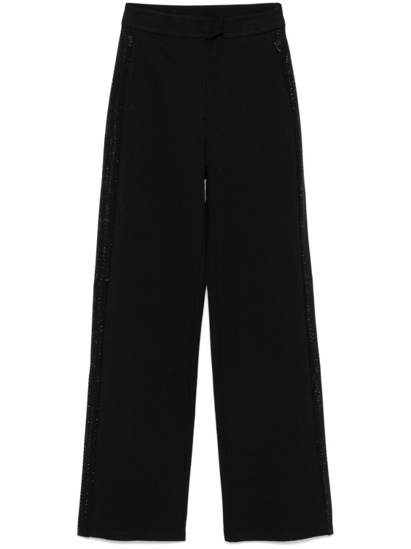 Emporio Armani Wide Leg Trousers Featuring Side Embellishments In Black