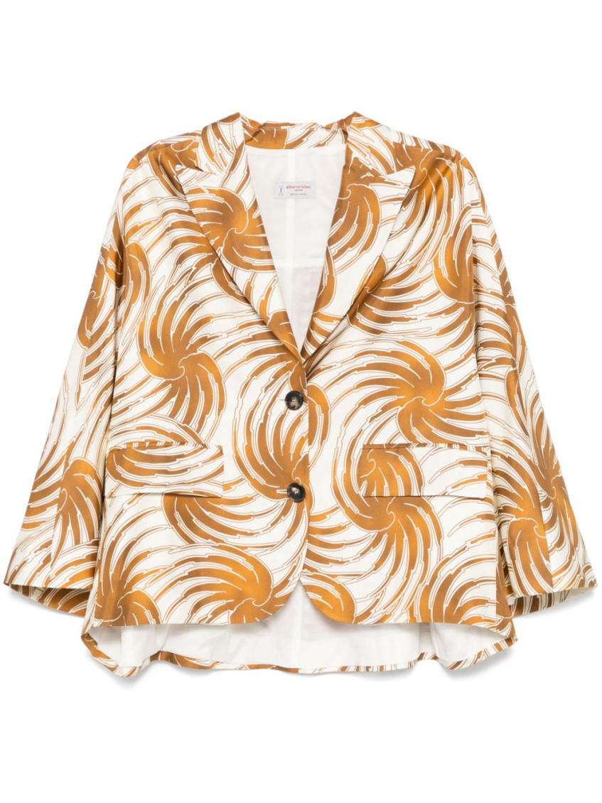 Alberto Biani Multicolor Printed Caban Jacket In White