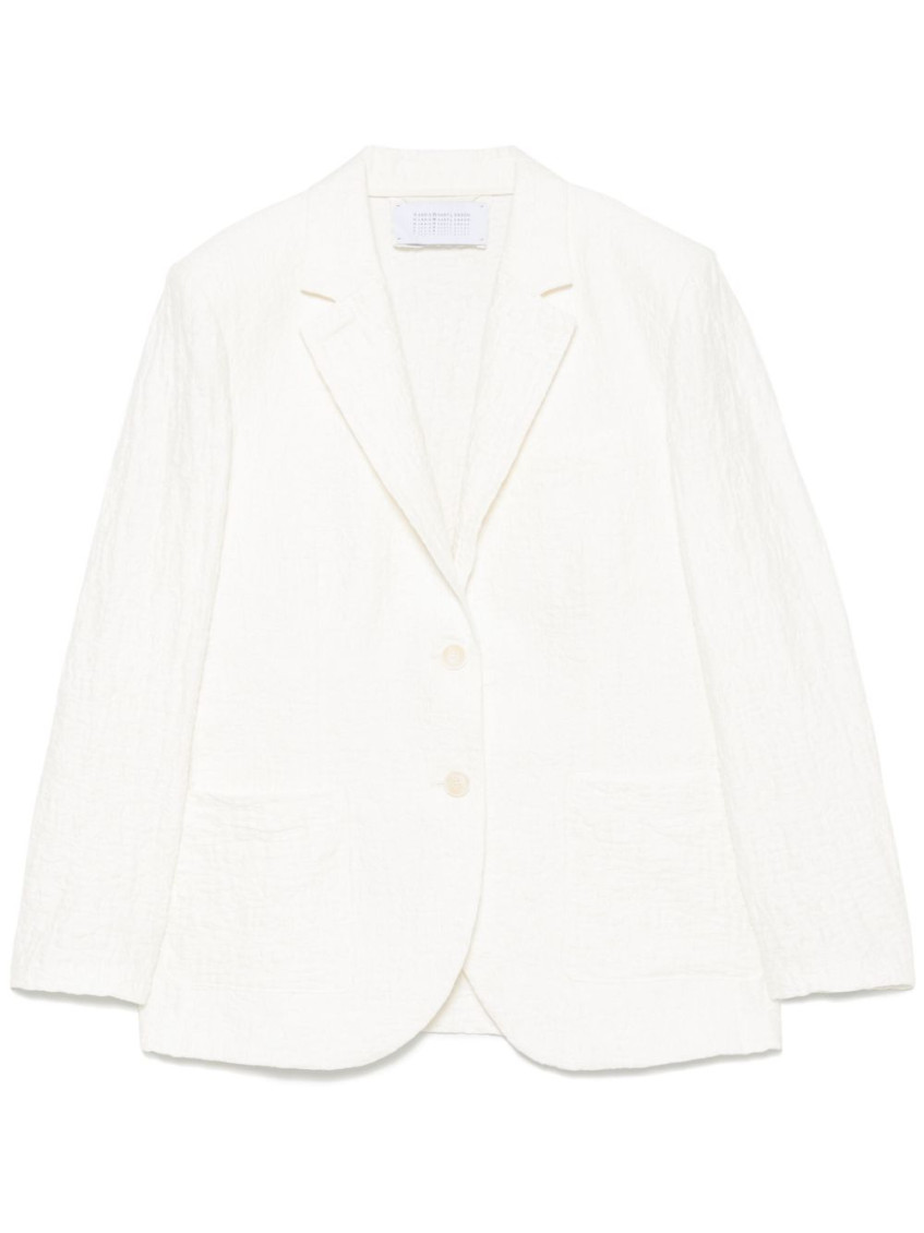 Harris Wharf London Crinkled Shoulder-pads Blazer In White