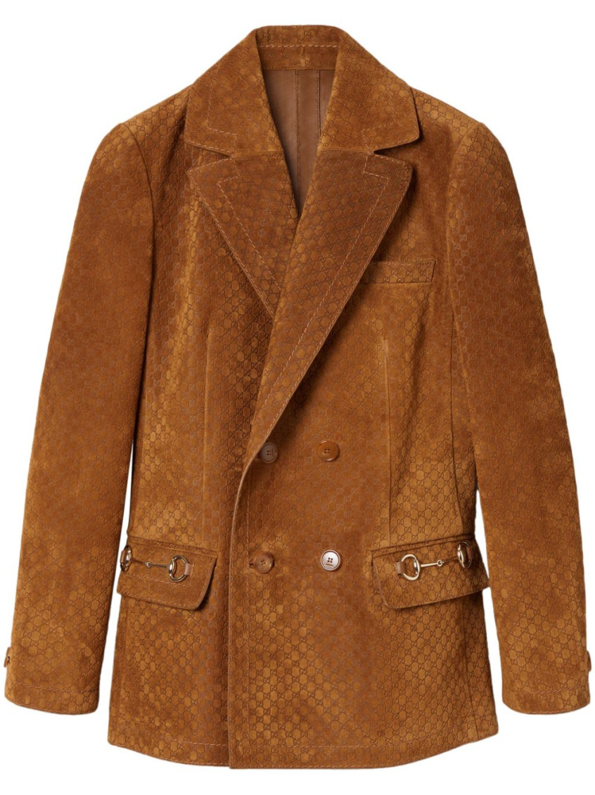 Gucci Women Leather Double-breasted Blazer