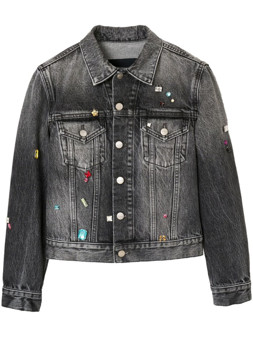 Marc Jacobs Black The Charm Shrunken Trucker Jacket In Gray