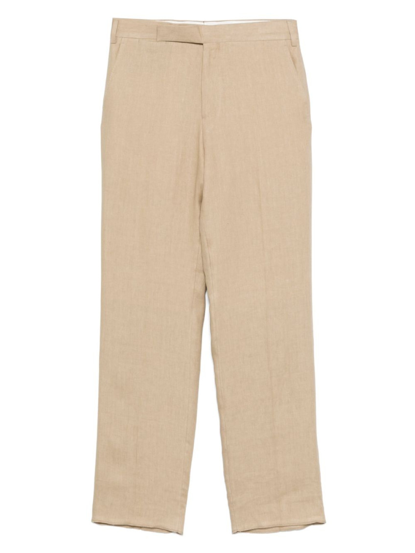 Lardini Beige Drop Trousers With Concealed Fastening And Tailored Finish