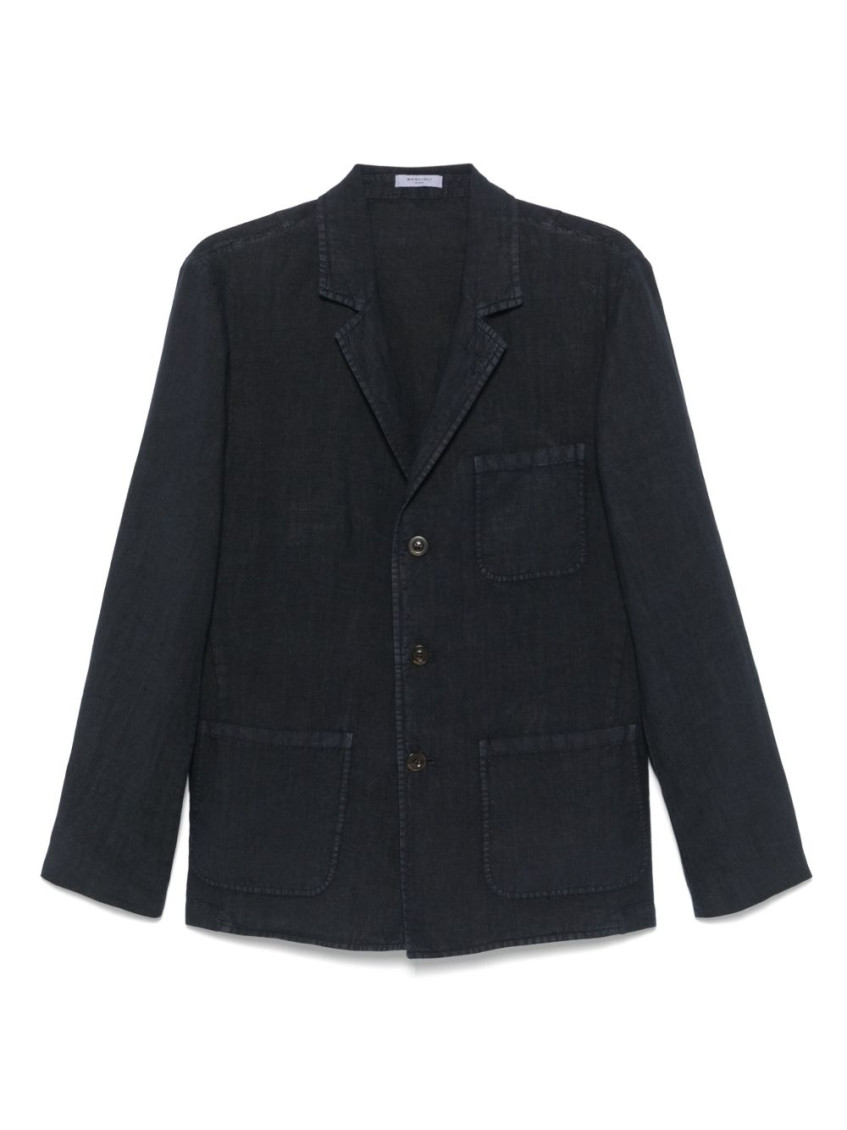 Boglioli Linen Single-breasted Jacket In Black