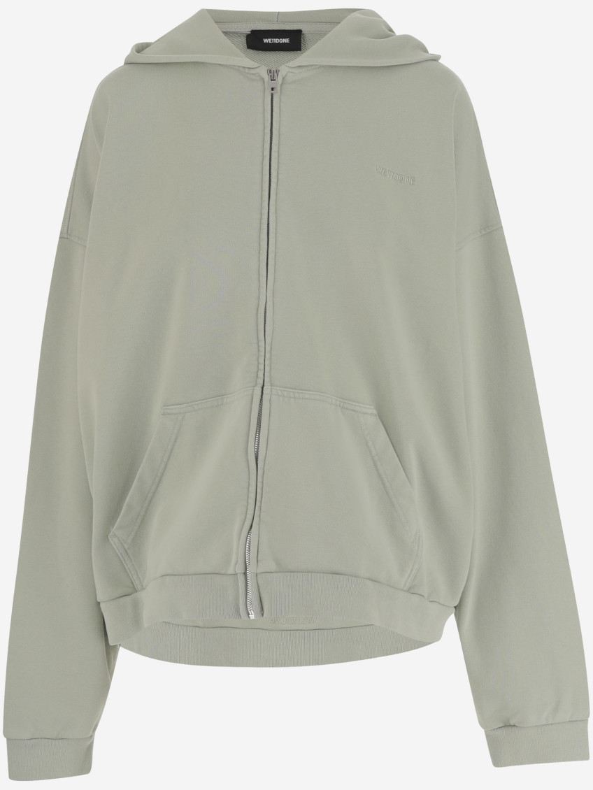We11 Done Hooded Cotton Sweatshirt With Embroidered Logo And Bear Print