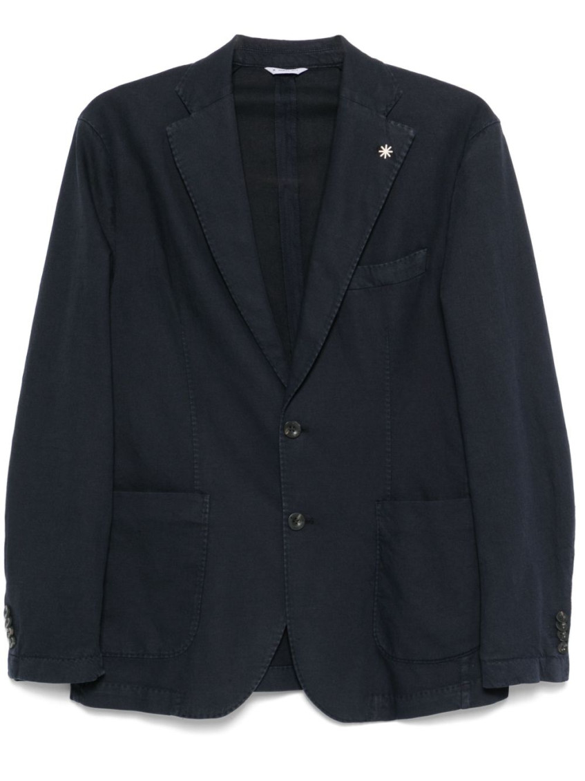 Manuel Ritz Navy Blue Single-breasted Blazer With English Rear Vents In Blue