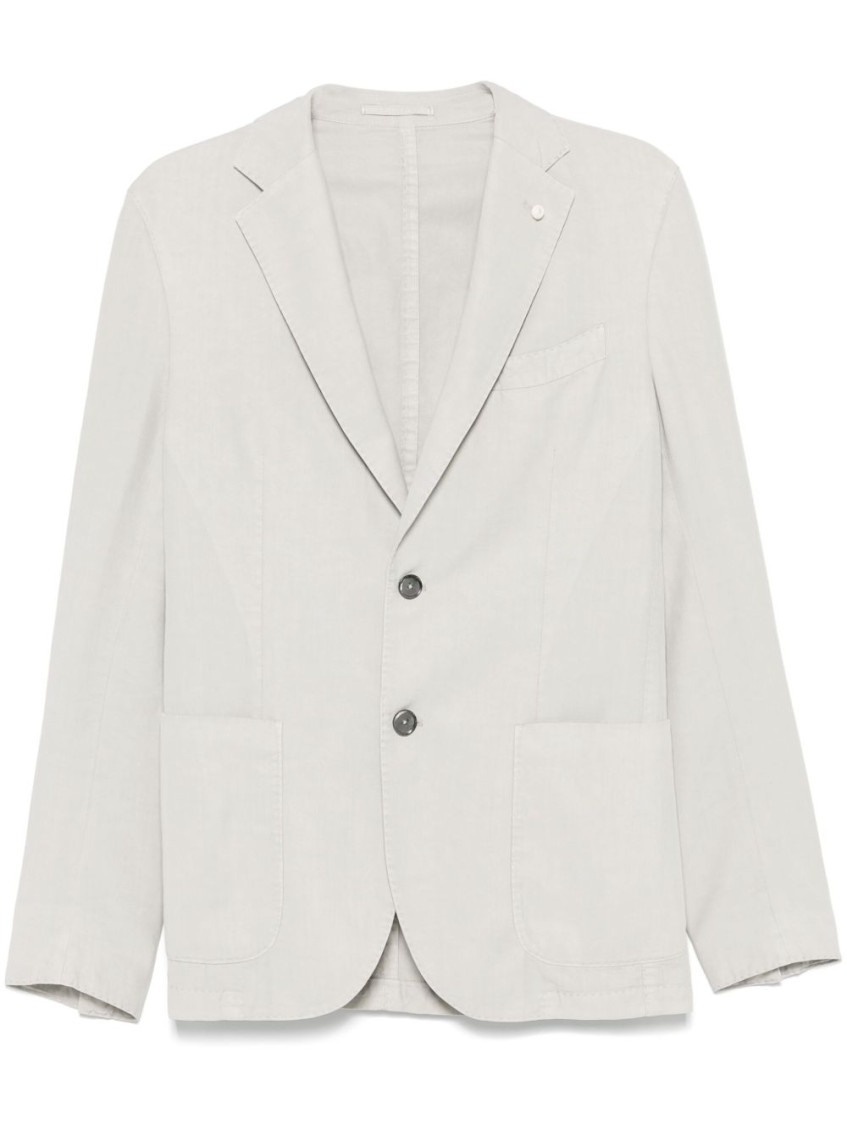 Luigi Bianchi Cotton Jacket Notch Lapel In Gray