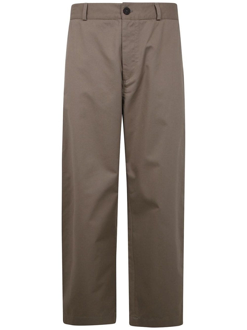 Studio Nicholson Taupe Brown Side Slit Pocket Trousers In Brown