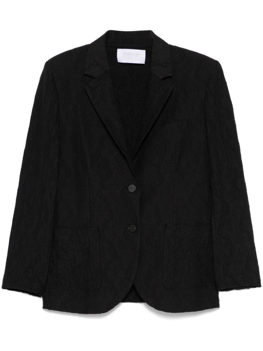 Harris Wharf London Textured Cotton Blend Blazer Jacket In Black