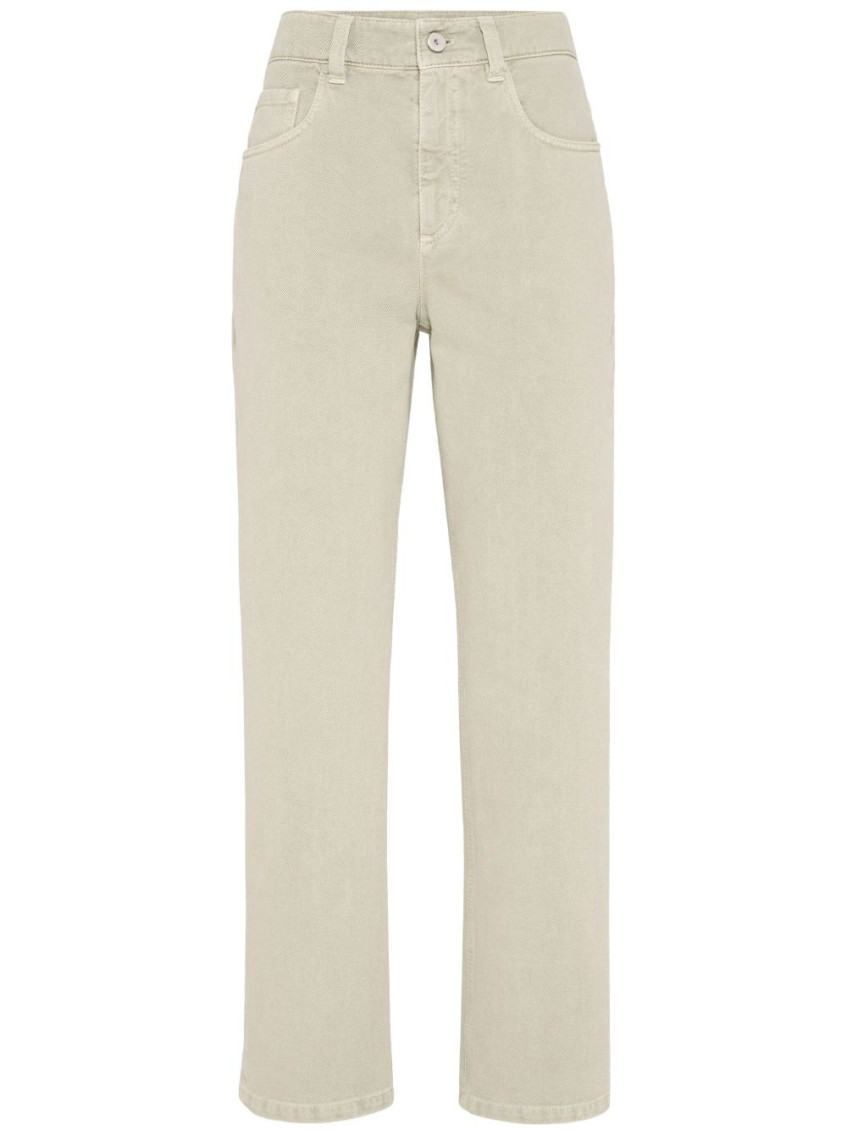 Brunello Cucinelli Beige Twill Loose Trousers