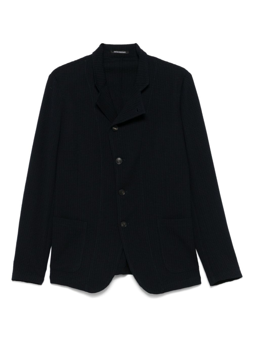 Emporio Armani Wool Single-breasted Blazer Jacket In Black