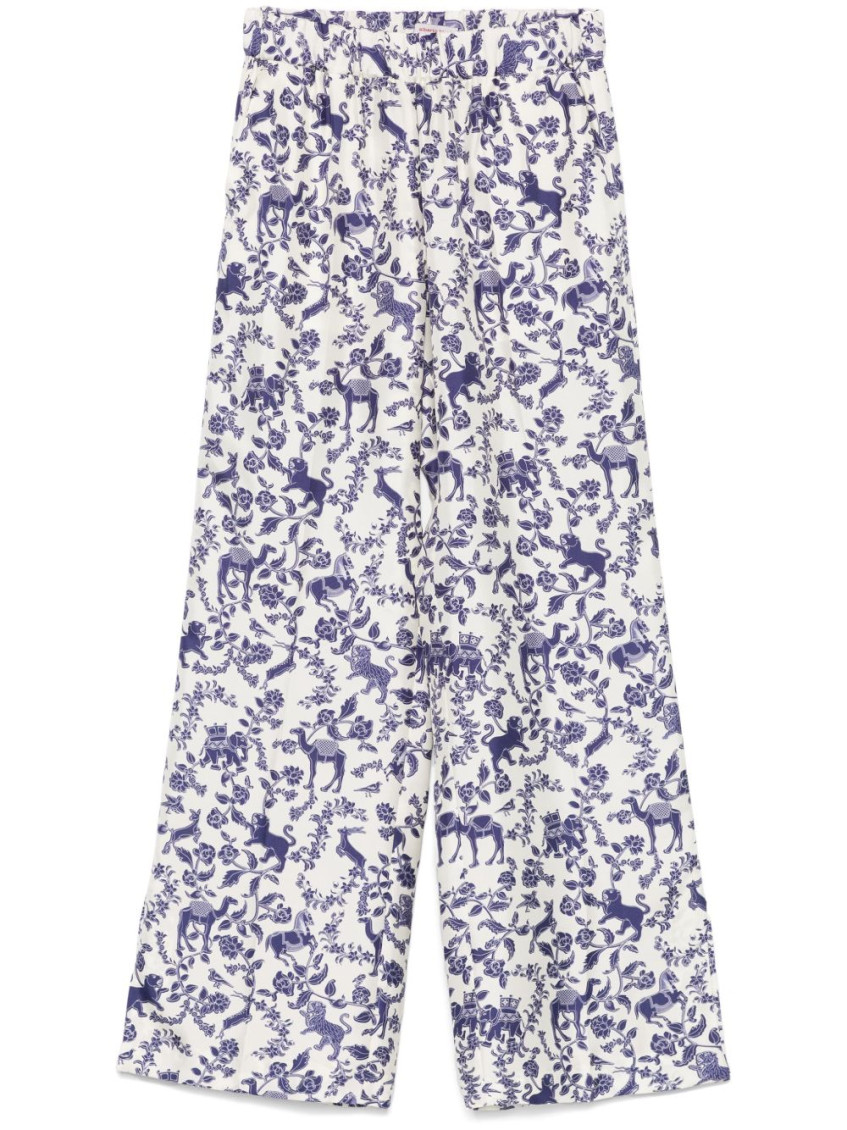 Alberto Biani Blue Printed Trousers In Multi
