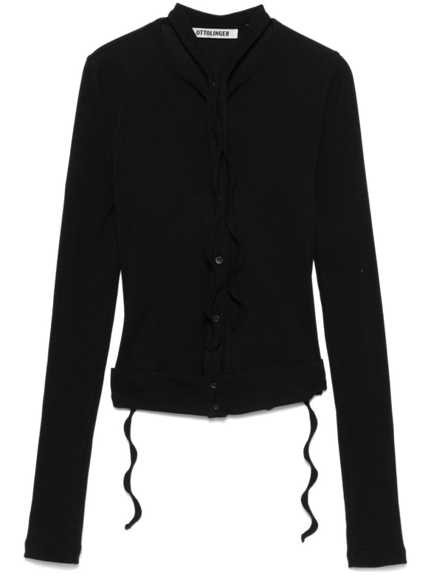 Ottolinger Black Double-fastening Ribbed Cardigan