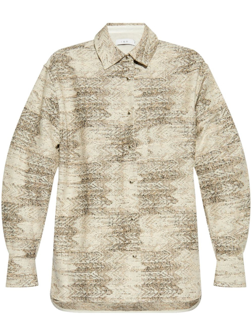 Iro Printed Overshirt In Textured Fabric In Green