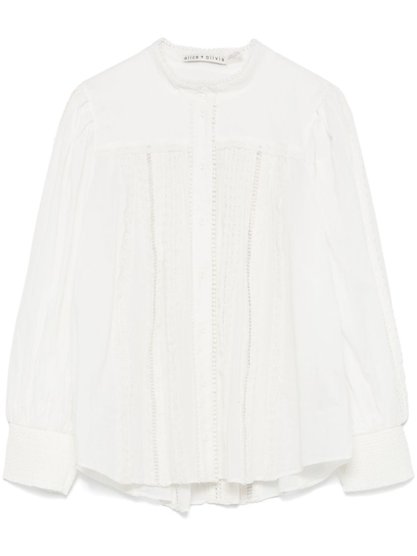Alice And Olivia Cora Cotton Blouse In White