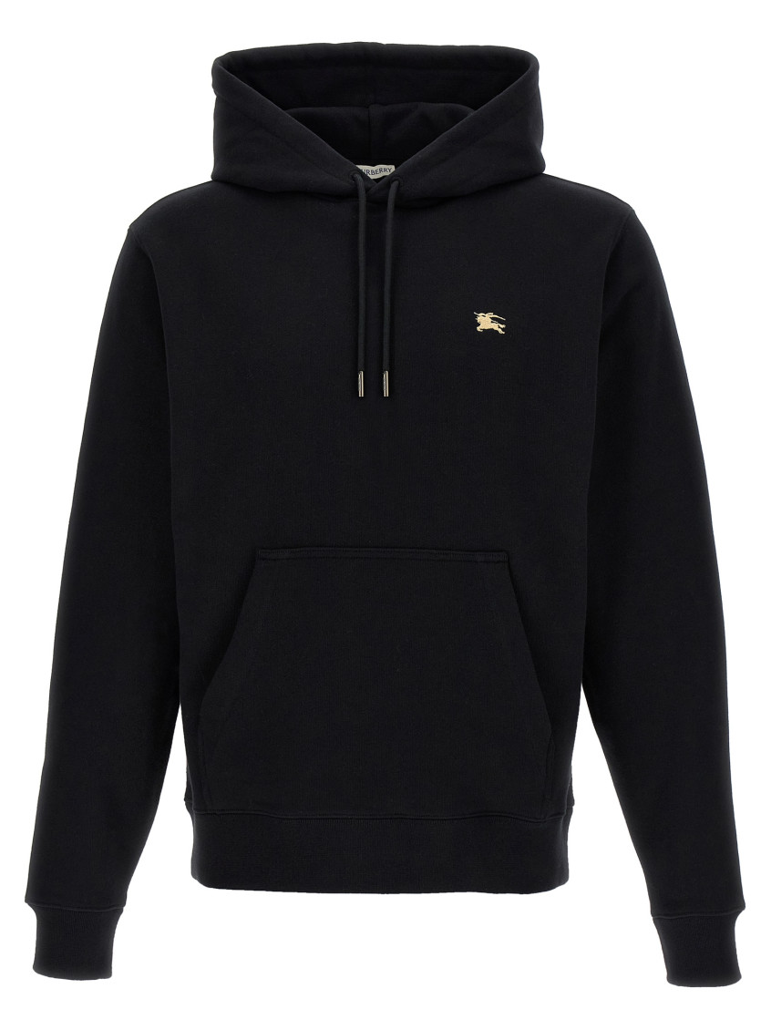 Burberry Men Black Sweatshirt With Ekd Embroidery On The Front And Logo Print On The Rear In Cotton