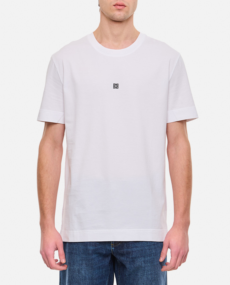 Givenchy T-shirt Slim En Coton Brodé 4g In White