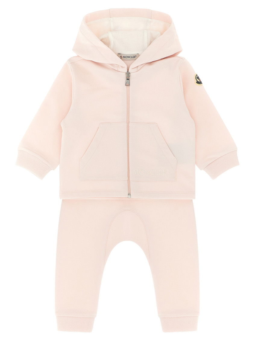 Moncler Pink Solid Hood/Jogger Sets (Baby Girl)