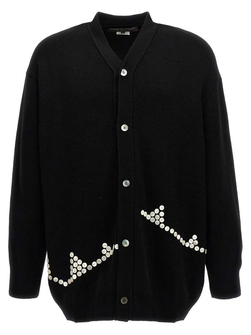 Comme Des Garçons Button Detail Knitwear Sweater With Cuffed Sleeves In Black