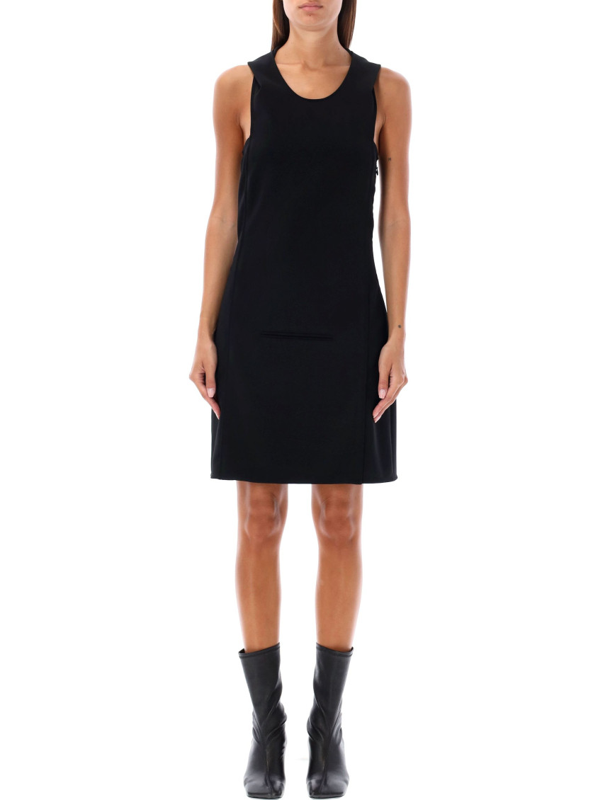 Courrèges Oblique Space Hooded Dress In Black