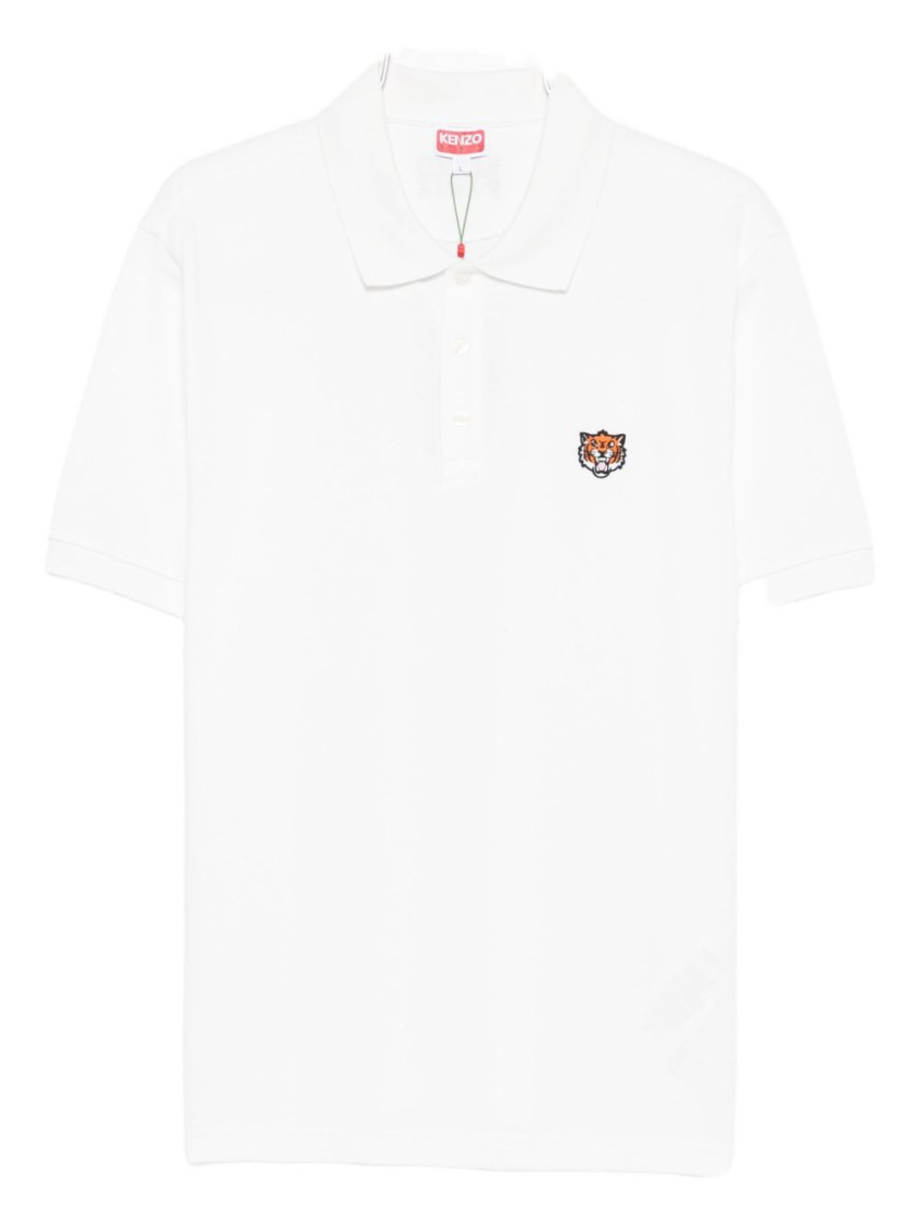 Kenzo White Cotton T-shirt With Embroidered Tiger Logo In White
