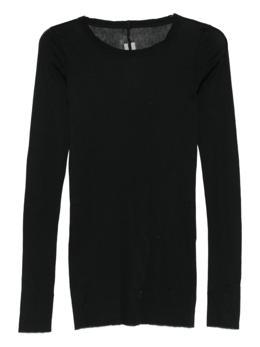 Rick Owens Short Sleeve Top Round Neck In Black