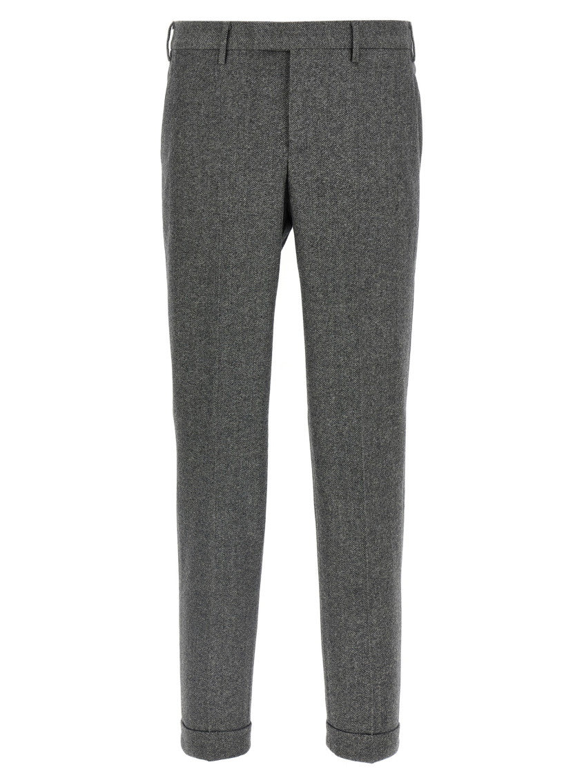 Pt Torino Lightly Stretch Brushed Cashmere Blend Wool Pants With Master Fit In Gray