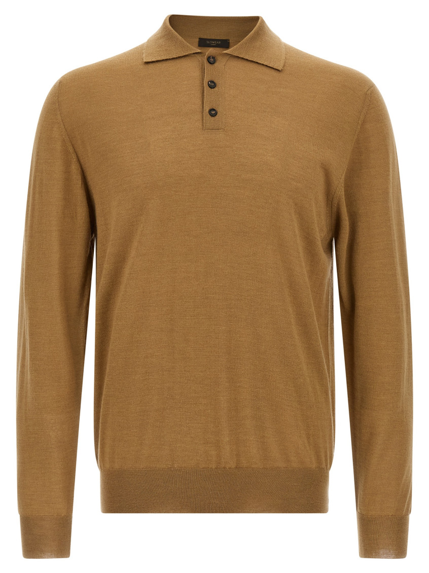 Zanone Cashmere-silk Blend Polo-neck Sweater In Brown
