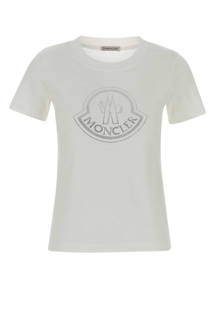 Moncler White Logo-embellished Cotton T-shirt In White