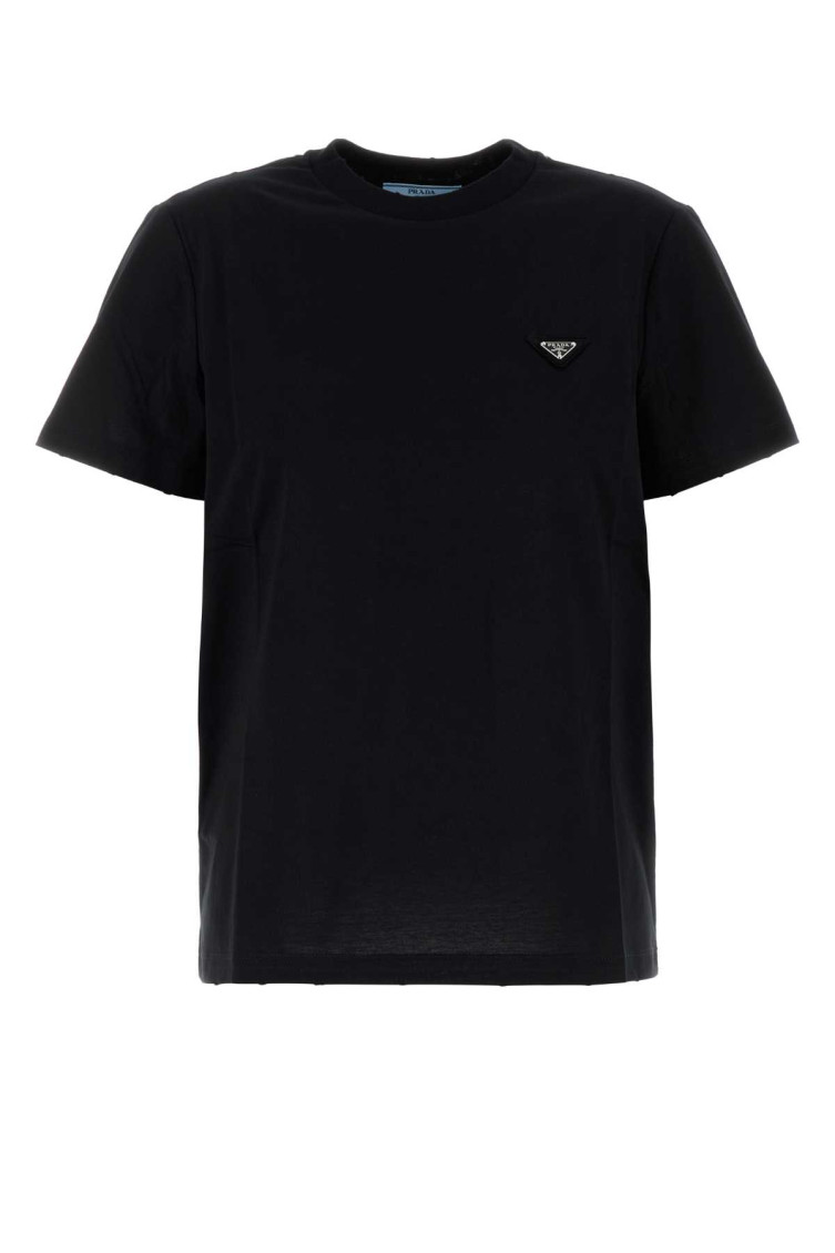 Prada T-shirt Aus Jersey In Black