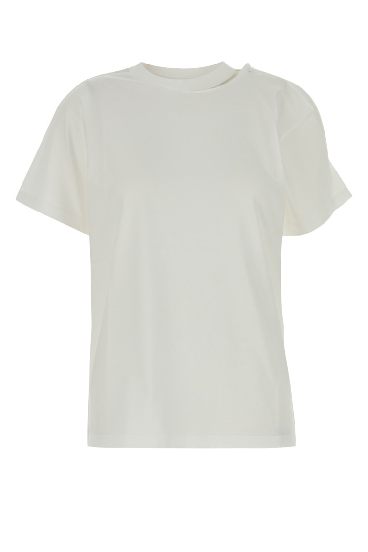 Mm6 Maison Margiela White Pin-detail Cotton T-shirt In White