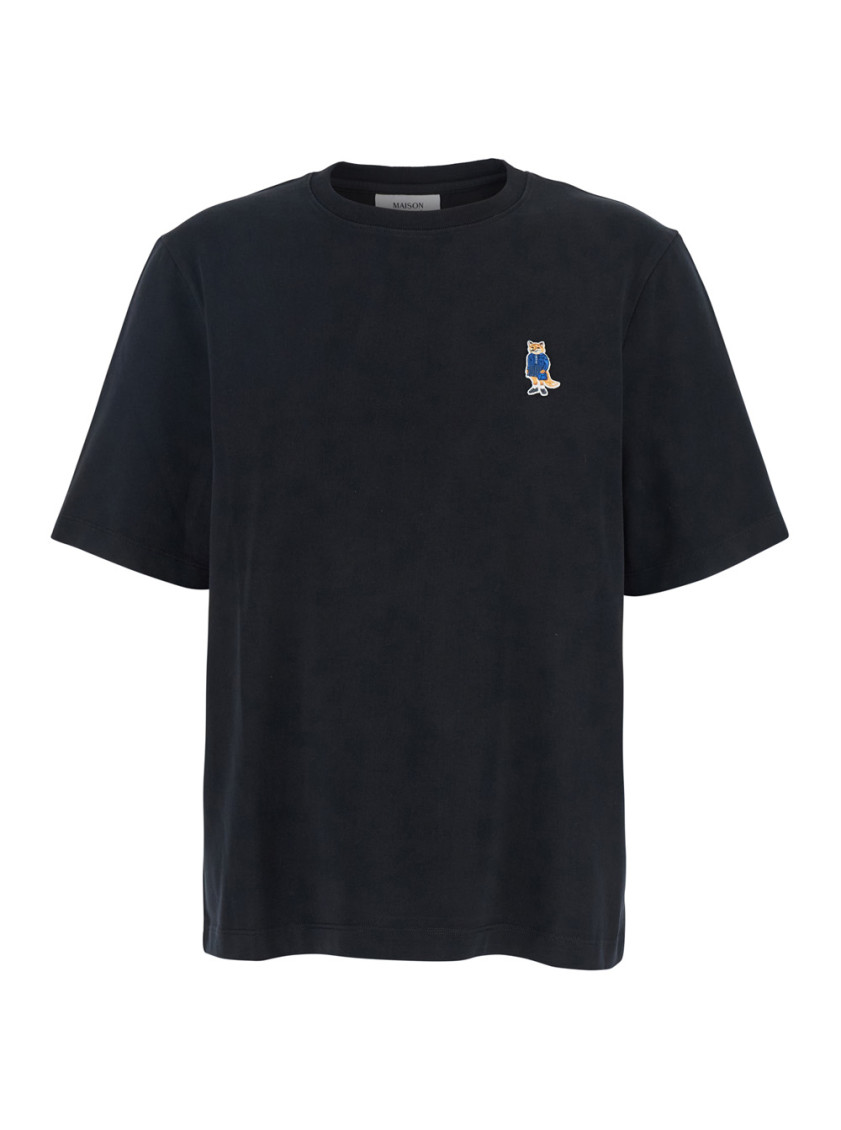 Maison Kitsuné Black Dressed Fox Cotton T-shirt In Black