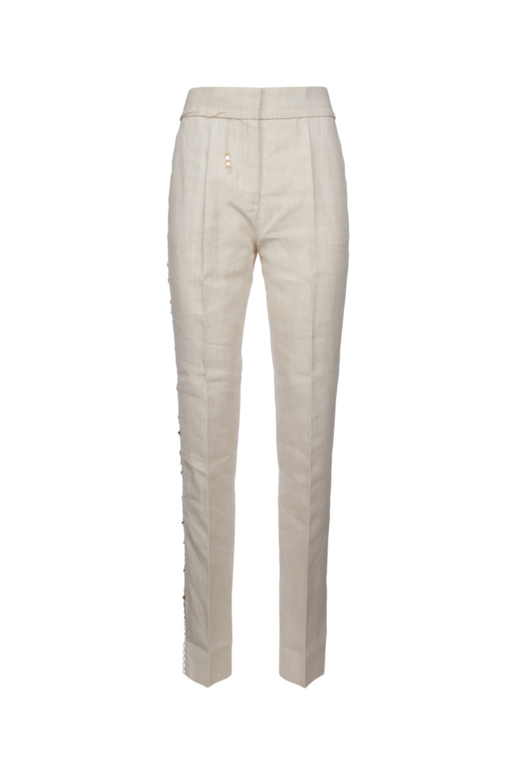Jacquemus Front Pleated Straight Leg Trousers In White