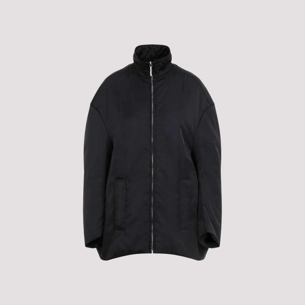 Marni Black Front Zipped Nylon Jacket In Black