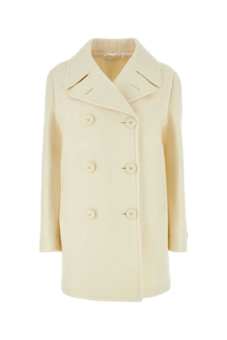 コート PRADA Ivory Wool Blend Coat Prada Ivory wool blend coat for Women Online USA at Darveys.com