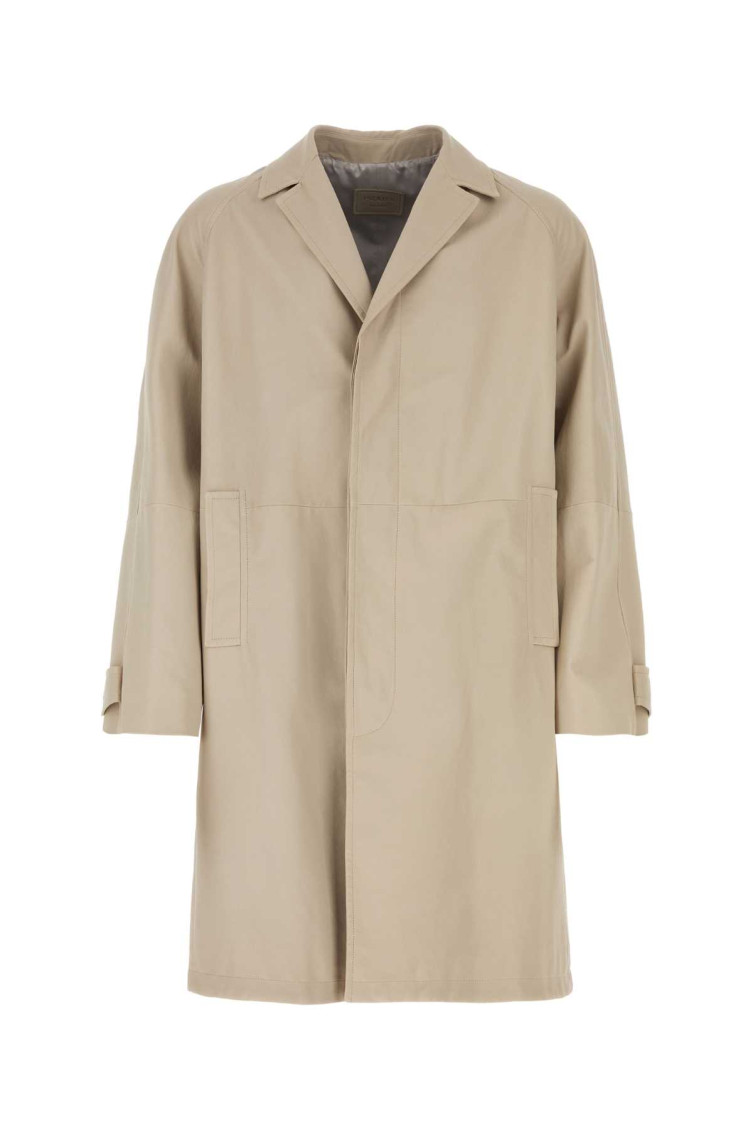 Prada Nappa Leather Jacket With Lamb Lining In Beige